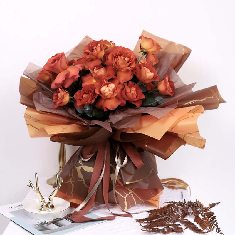 MYHC-13 Gyllene marmormönster plastblomma omslagspapper