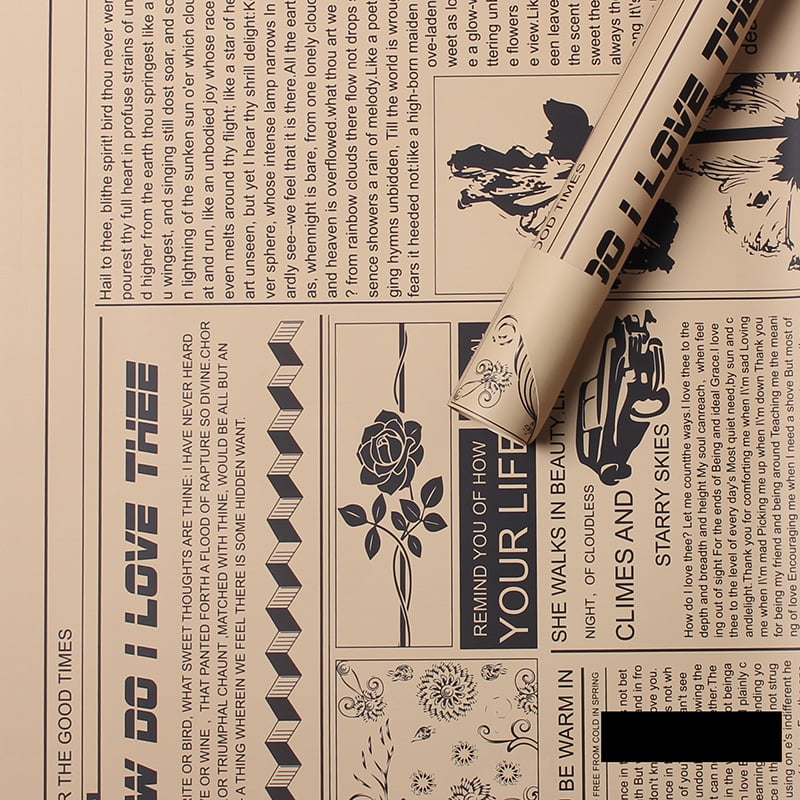 MYHC-21 Retro omslagspapper för kohudsblommor i tidningsstil