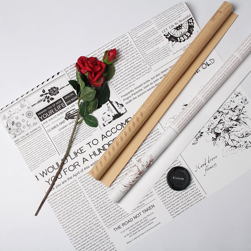 MYHC-21 Retro omslagspapper för kohudsblommor i tidningsstil