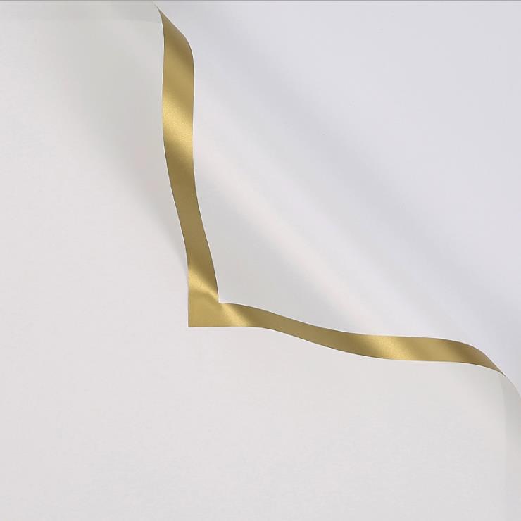 MYHC-27 Gold Edge Solid Pearlescent Film Blomma omslagspapper