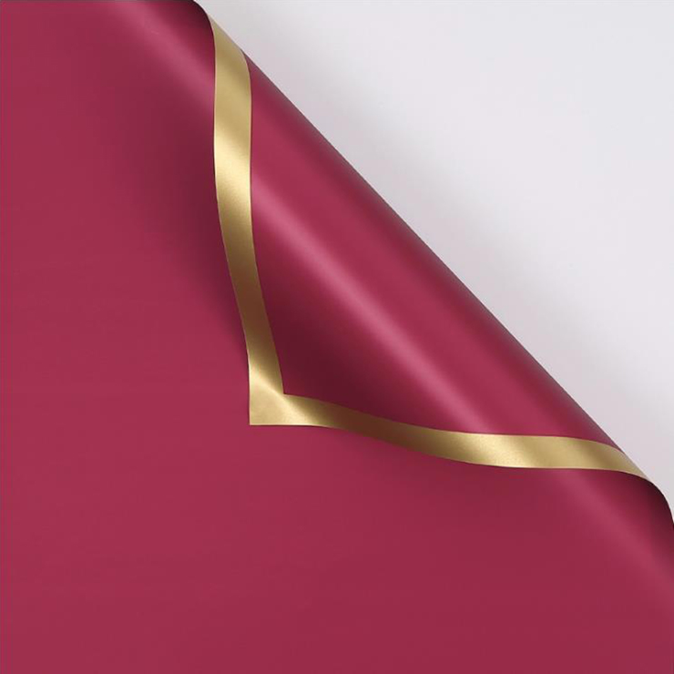 MYHC-27 Gold Edge Solid Pearlescent Film Blomma omslagspapper