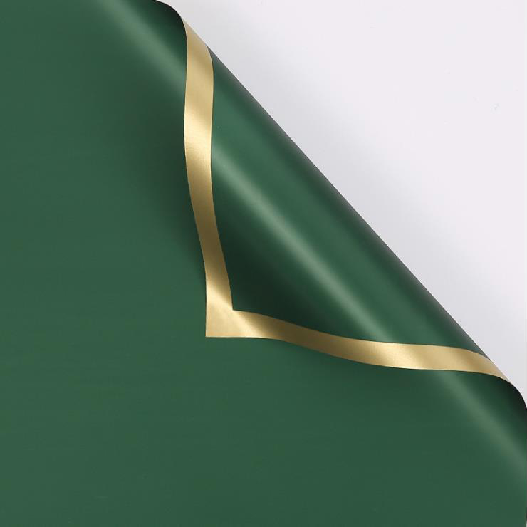 MYHC-27 Gold Edge Solid Pearlescent Film Blomma omslagspapper