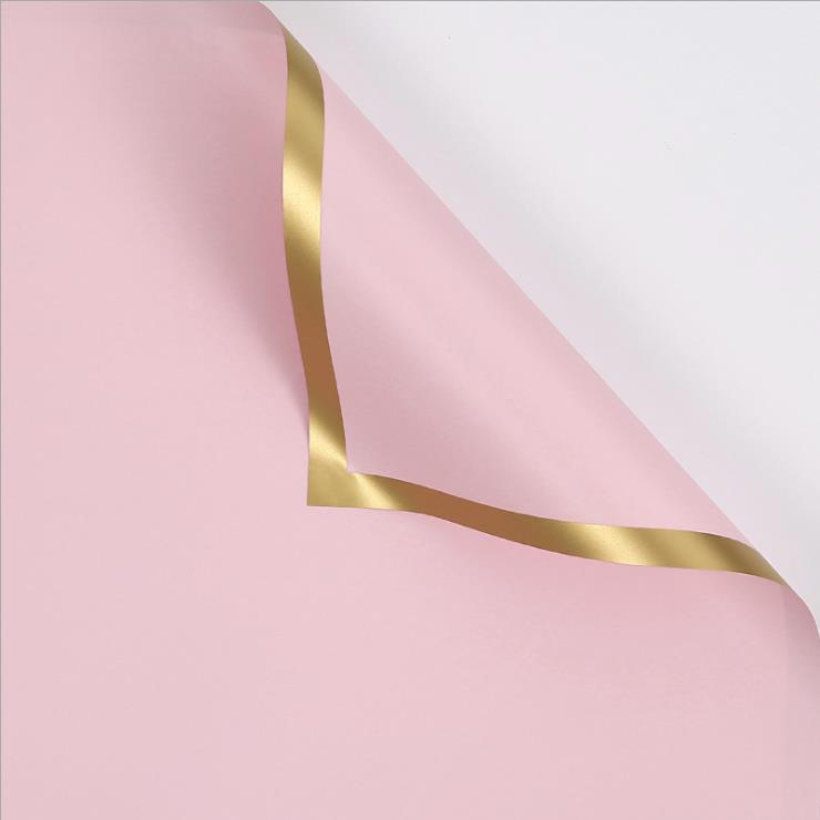 MYHC-27 Gold Edge Solid Pearlescent Film Blomma omslagspapper