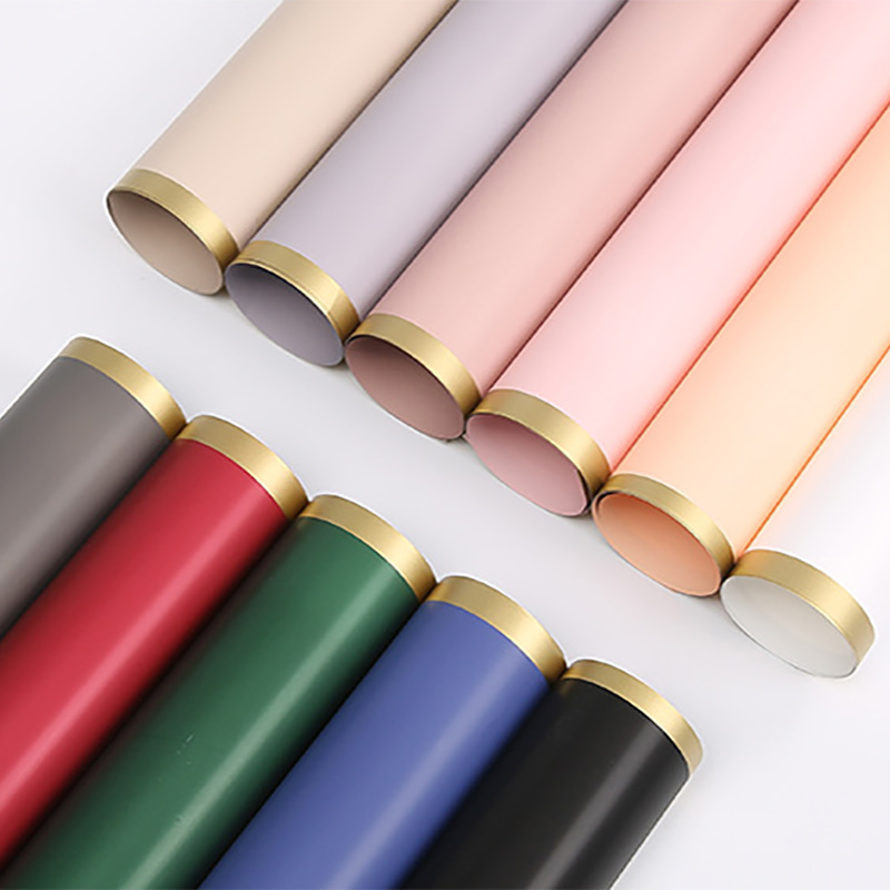 MYHC-27 Gold Edge Solid Pearlescent Film Blomma omslagspapper