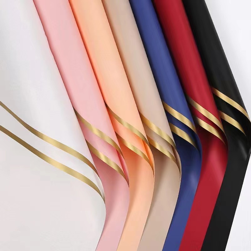 MYHC-27 Gold Edge Solid Pearlescent Film Blomma omslagspapper