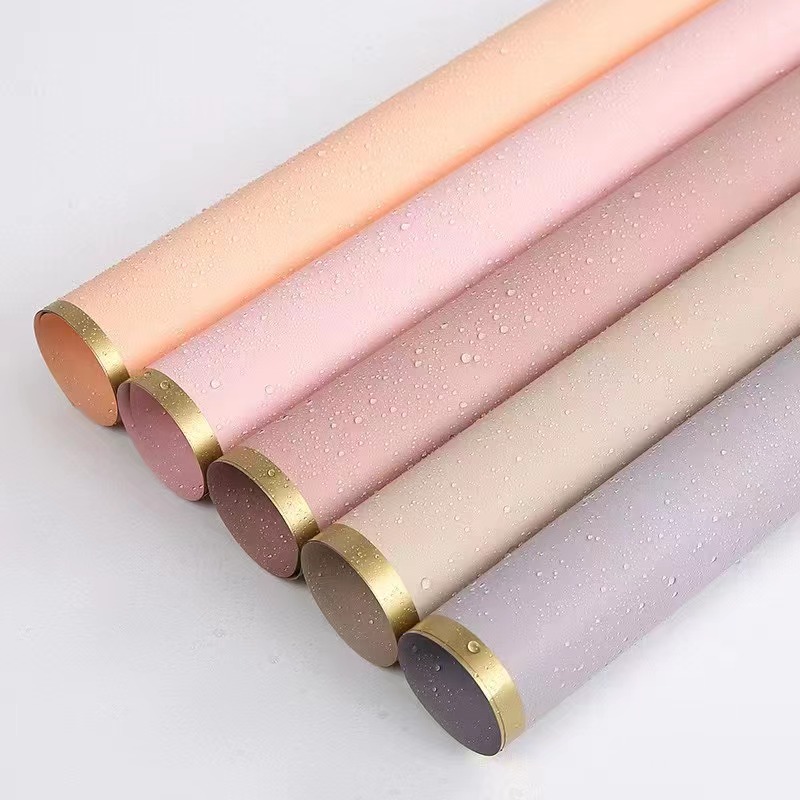 MYHC-27 Gold Edge Solid Pearlescent Film Blomma omslagspapper