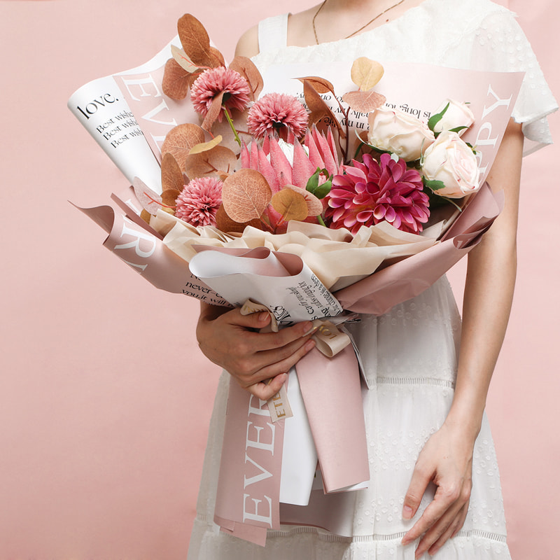 MYHC-38 INS English Gradient Bopp Kohud Blommor omslagspapper