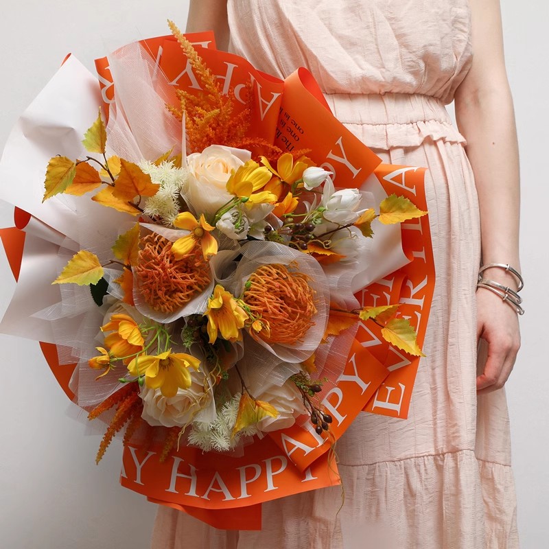 MYHC-38 INS English Gradient Bopp Kohud Blommor omslagspapper