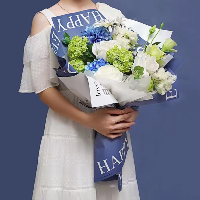 MYHC-38 INS English Gradient Bopp Kohud Blommor omslagspapper