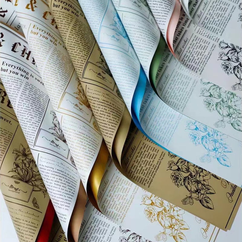 MYHC-41 enkelsidigt omslagspapper för kohudsblommor i tidningsstil