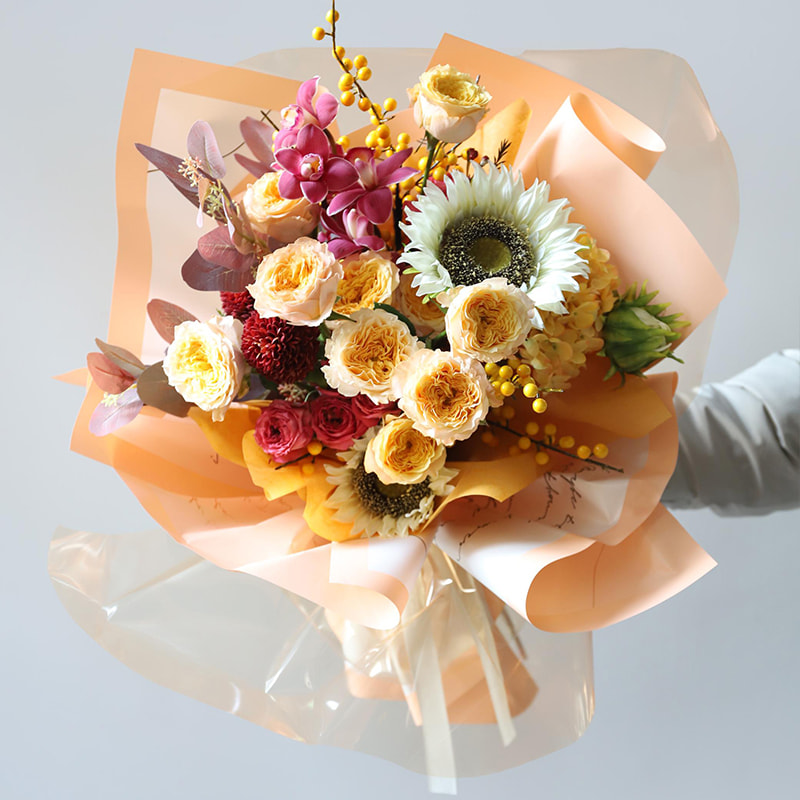 MYHC-42 Enkel Kontrastkant Bomull Blomma omslagspapper