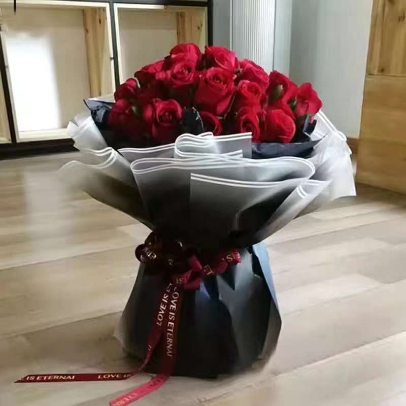 MYHC-54 Enkelsidig dubbel vit linje kant Gradient Färg Plast Blomma förpackningsfilm