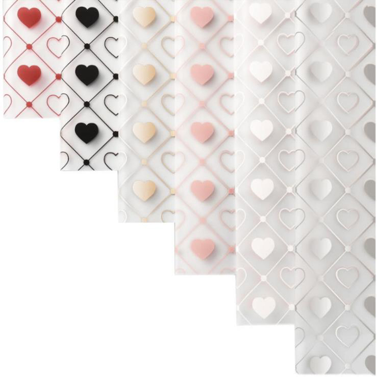 MYHC-60 Monokrom Love Plädmönster Transparent Flower Packaging Film