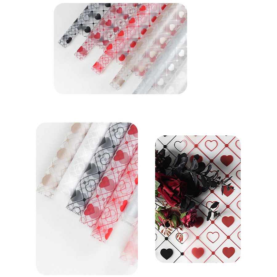 MYHC-60 Monokrom Love Plädmönster Transparent Flower Packaging Film