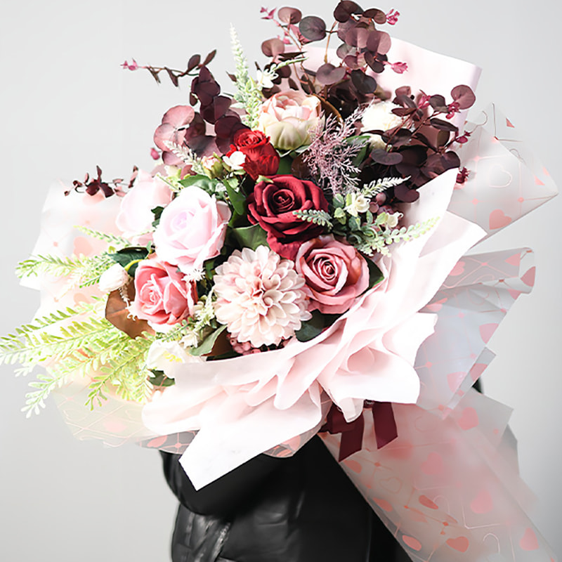 MYHC-60 Monokrom Love Plädmönster Transparent Flower Packaging Film