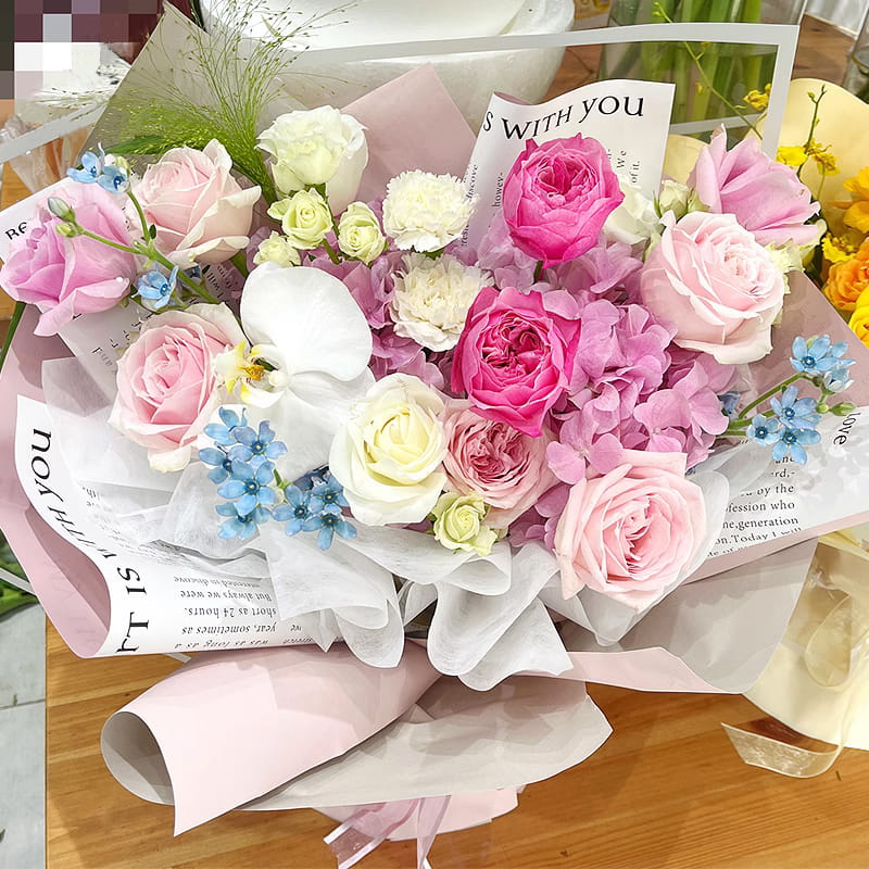 MYHC-64 Enkelsidig vit engelsk tidning, pärlemorfilm, förpackningsfilm för kohudsblommor