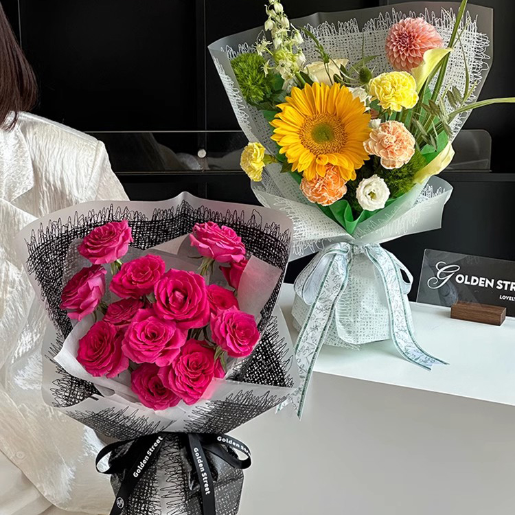MYHC-67 Transparent Botten Monokrom Vävt Tyg Mönster Plast Blomma Förpackningsfilm