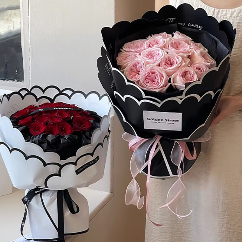 MYHC-71 Monokrom kronbladsformad bomullsblomma omslagspapper