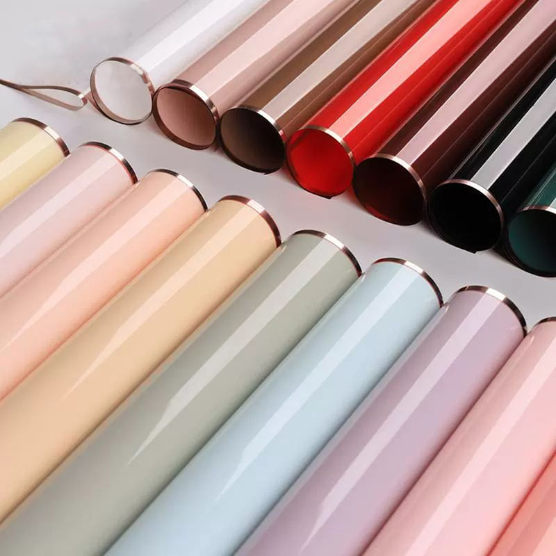 MYHC-72 Solid Color Gold Edge Water Light Film Transparent Flower Packaging Film