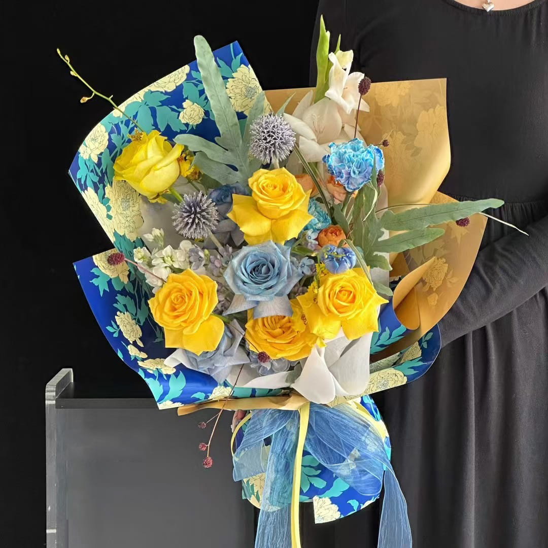 MYHC-78 Gold-Border kinesisk stil pionmönster pärlemorskimrande film Blomma omslagspapper