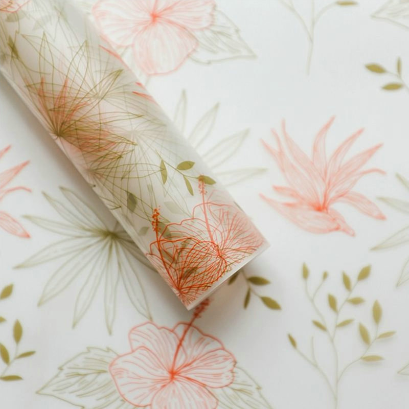 MYHC-80 Enkla växtlinjer Transparent film Blommor omslagspapper