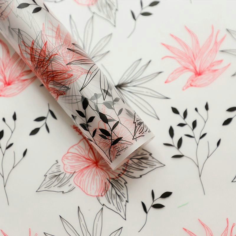 MYHC-80 Enkla växtlinjer Transparent film Blommor omslagspapper