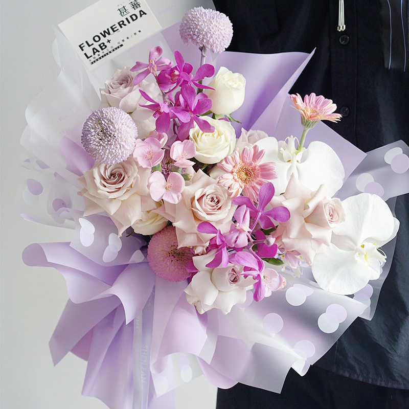 Transparent Polka Dot Flower Omslagspapper