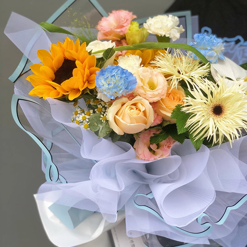 Silverkantad halvtransparent silverjonmatt vattentät blomomslagspapper