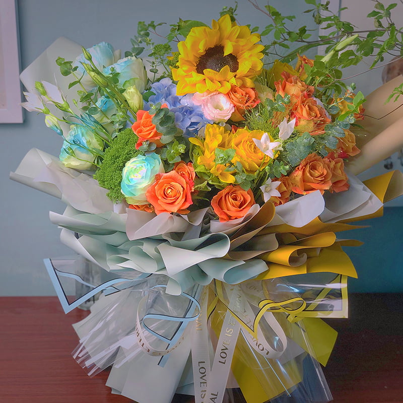 Silverkantad halvtransparent silverjonmatt vattentät blomomslagspapper