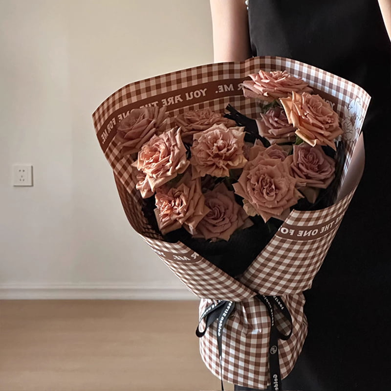 Rutigt mönster fjäder blomma omslagspapper