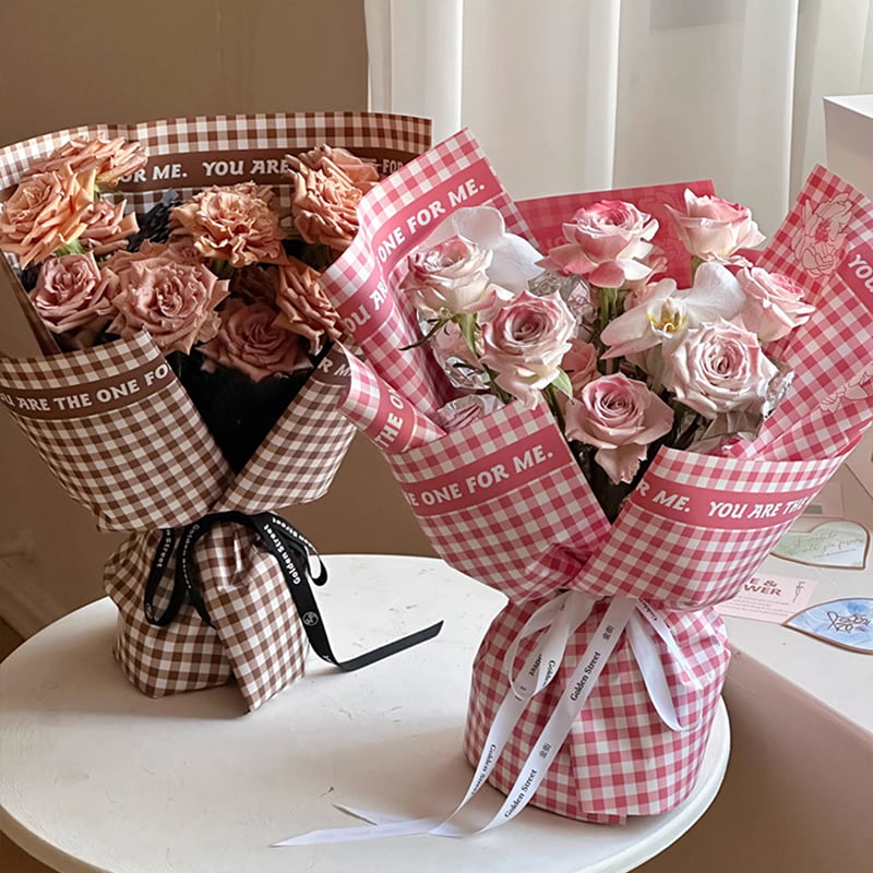 Rutigt mönster fjäder blomma omslagspapper