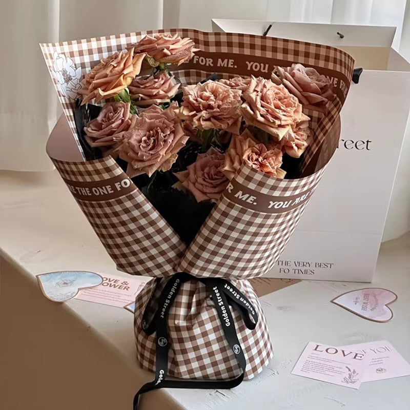 Rutigt mönster fjäder blomma omslagspapper