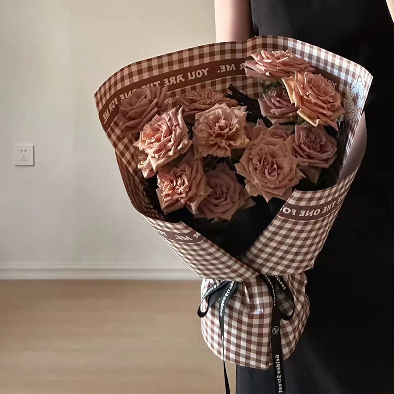 Rutigt mönster fjäder blomma omslagspapper