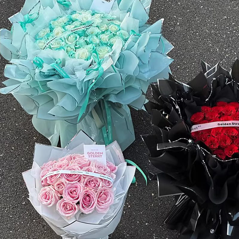 Silverjon vattenblank film omslagspapper för blommor